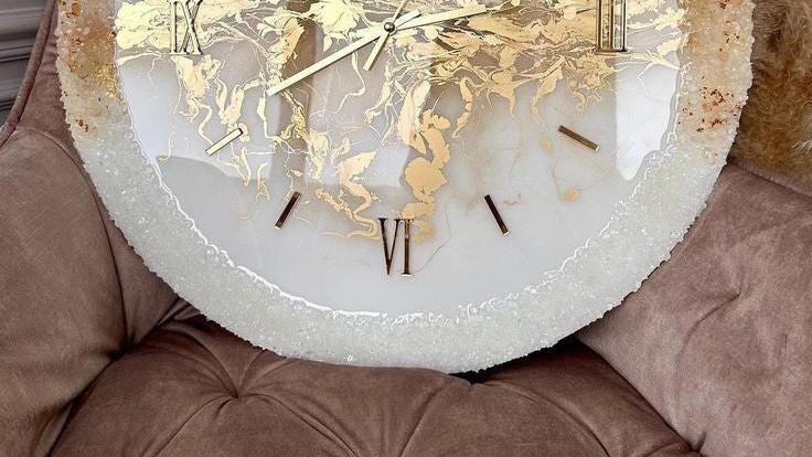 White Gold yellow resin clock