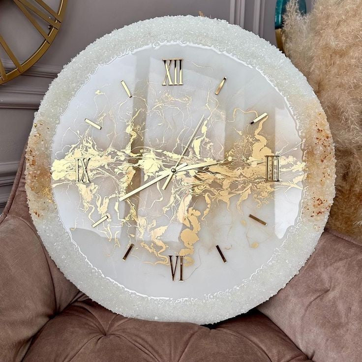 White Gold yellow resin clock