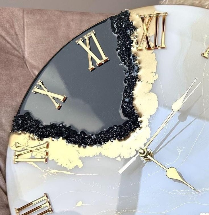 Black geode resin clock