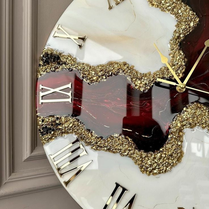 Red geode resin clock