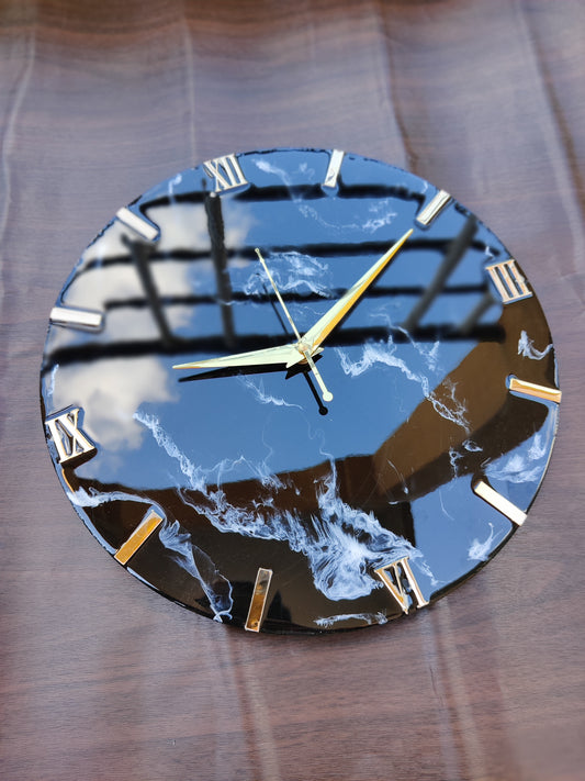 Black Marble resin clock