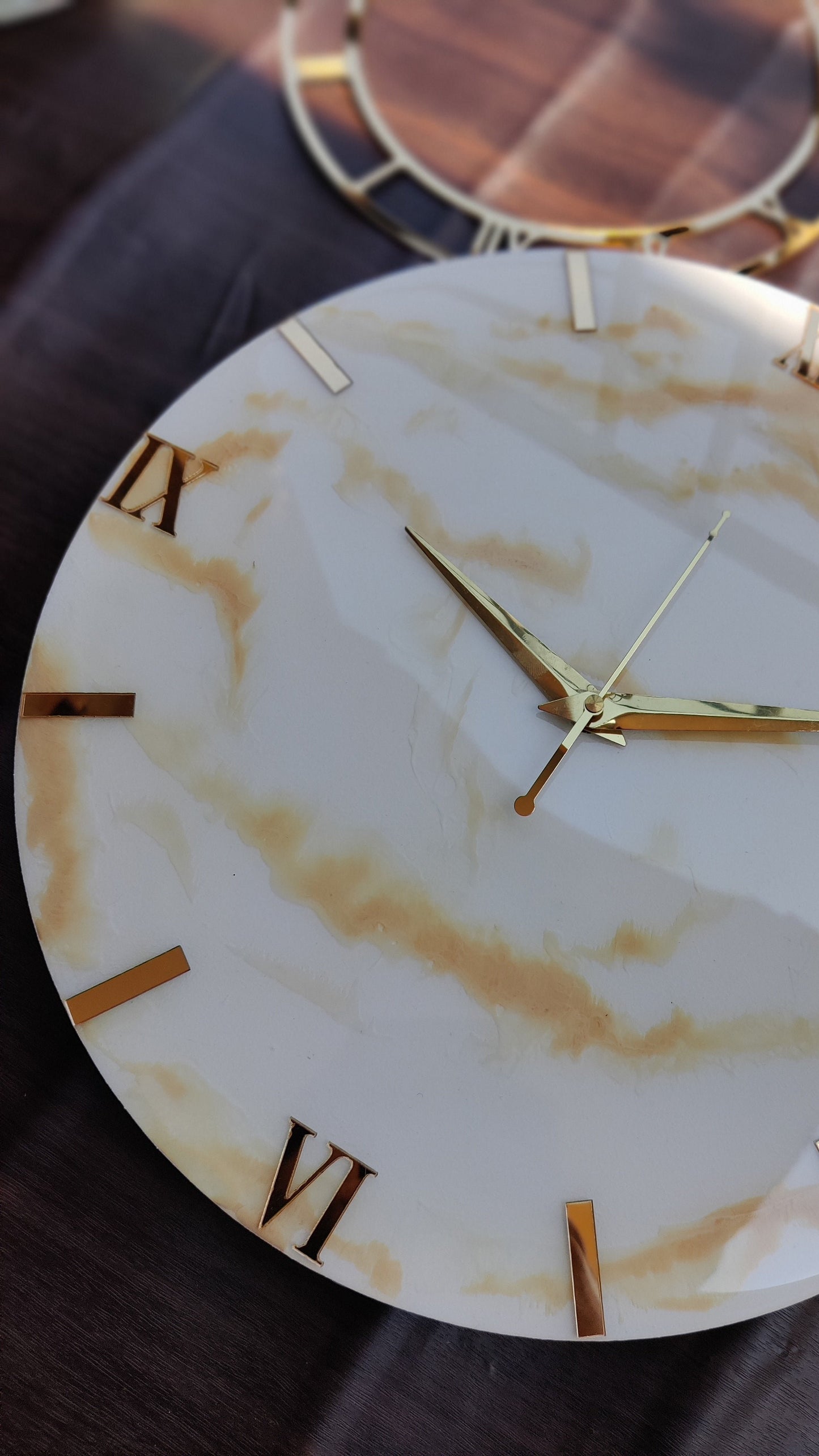 Cream resin clock