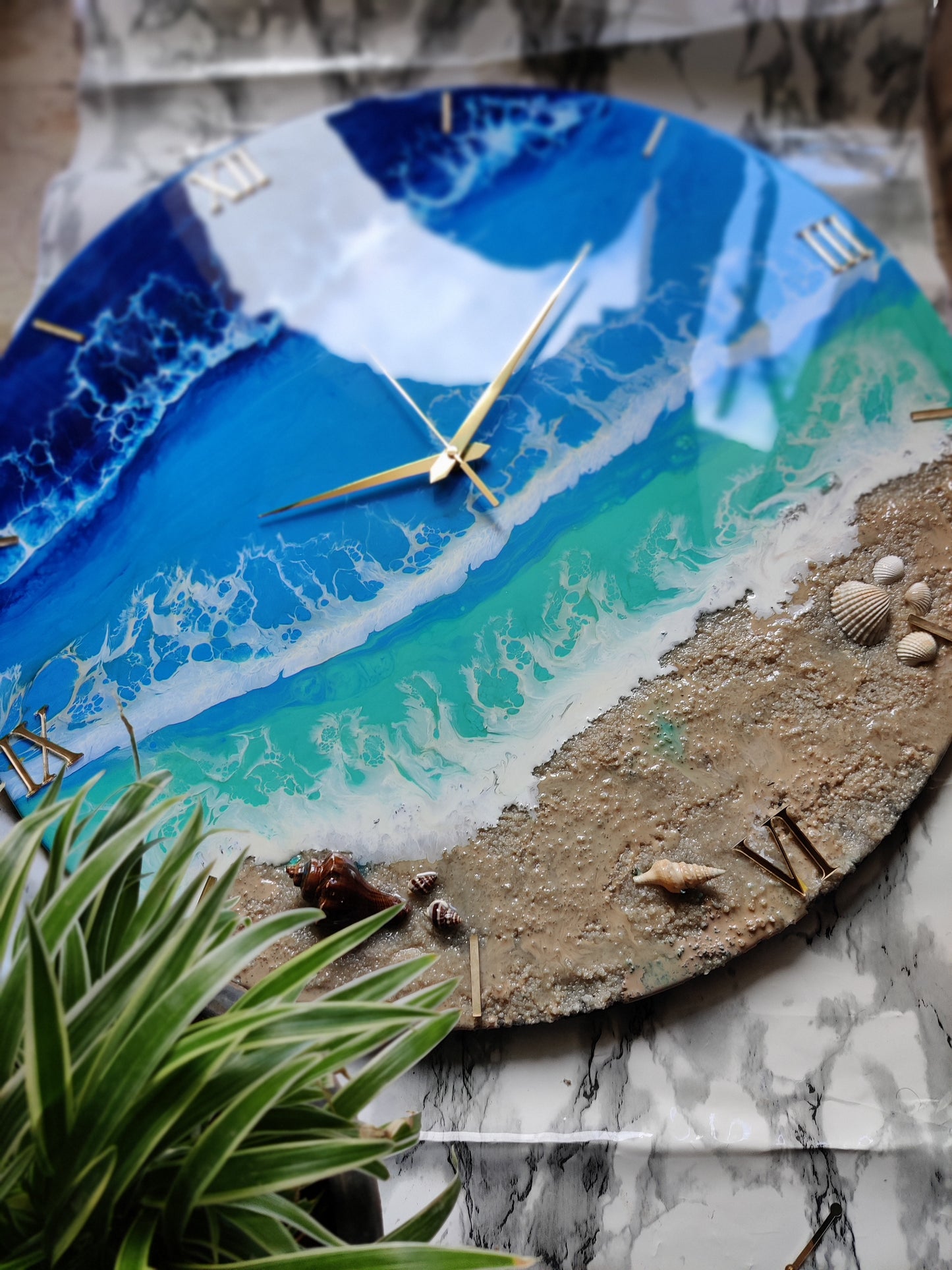 Blue Sea resin clock